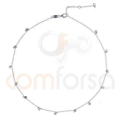 Sterling silver 925 chain with hammered round charms 4mm