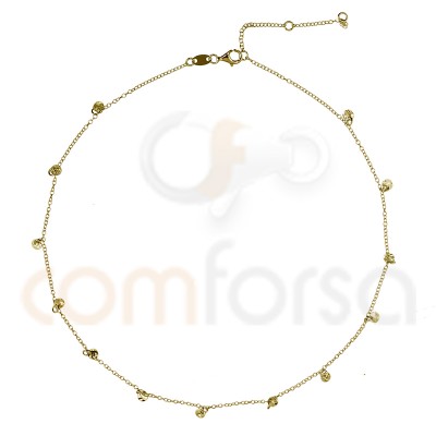 Sterling silver gold plated chain with hammered round charms 4 mm