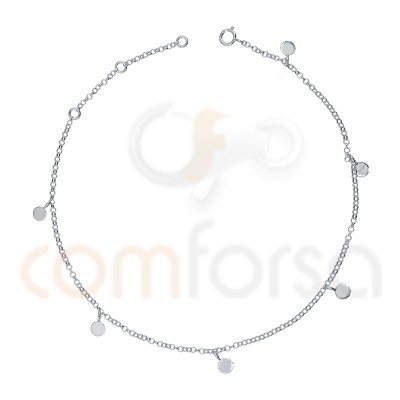 Sterling silver 925 anklet  with smooth round charms  4 mm