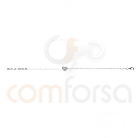 Pulsera cadena con corazón 17+3 cm plata chapada en oro