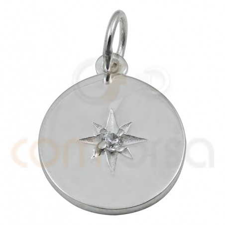 Sterling silver 925 gold-plated polar star zirconia pendant 15 mm
