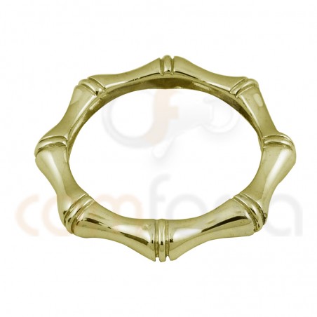 Anillo tiras bambú 3 x 3 mm plata baño de oro