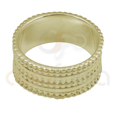 Bubble texture sterling silver ring gold plated 8mm