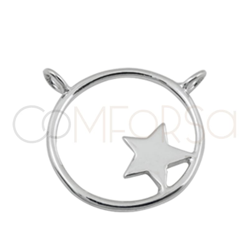 Colgante aro doble anilla y estrella 17 mm plata 925