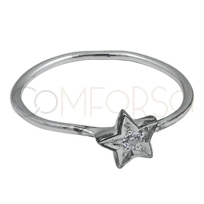Sterling silver 925 zirconia star thread ring