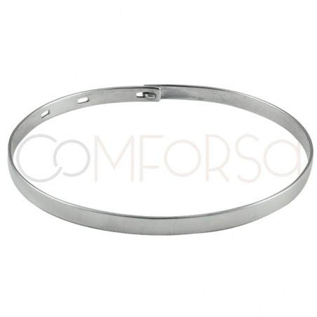 Pulsera lisa ovalada ajustable plata 925