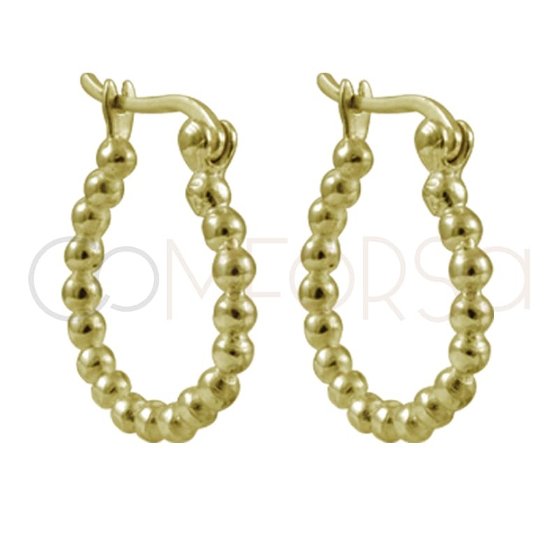 Pendientes criolla 18 mm con bolas de 2.5 mm plata 925 chapada en oro