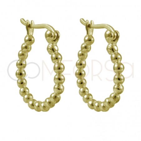 Pendientes criolla 18 mm con bolas de 2.5 mm plata 925 chapada en oro