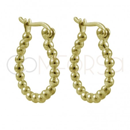 Sterling silver 925 gold-plated hoop earrings 18 mm with 2.5 mm balls