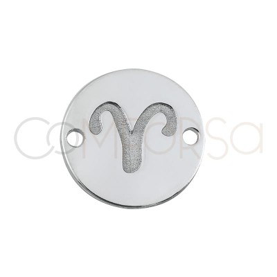 Sterling silver 925 horoscope connector Aries bas-relief 10 mm