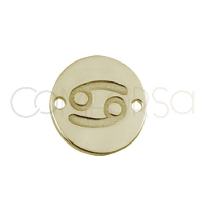 gold plated silver horoscope connector Cancer bas-relief 10 mm