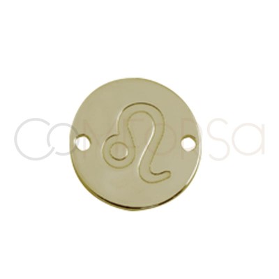 Conector horóscopo Leo bajo relieve 10 mm plata baño de oro