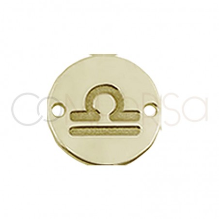 Gold plated silver horoscope connector Libra bas-relief 10mm