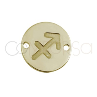 Gold plated silver horoscope connector Sagittarius bas-relief 10mm