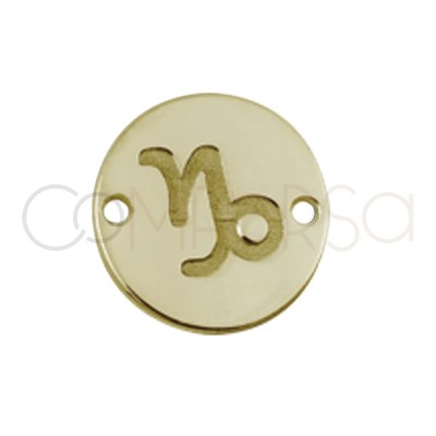 Gold plated silver horoscope connector capricorn bas-relief 10mm