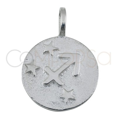 Sterling silver Sagittarius horoscope pendant high relief