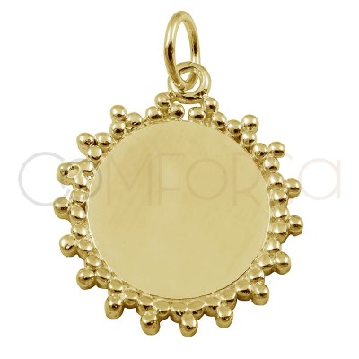 Gold-plated sterling silver beaded solar pendant 20 mm