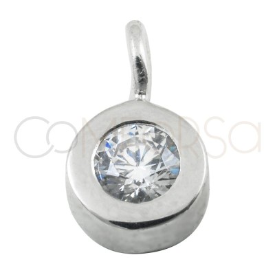 Sterling silver 925 gold-plated drilled bead pendant with zirconia 5mm