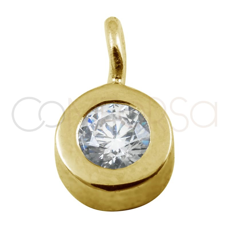 Sterling silver 925 gold-plated drilled bead pendant with zirconia 5mm