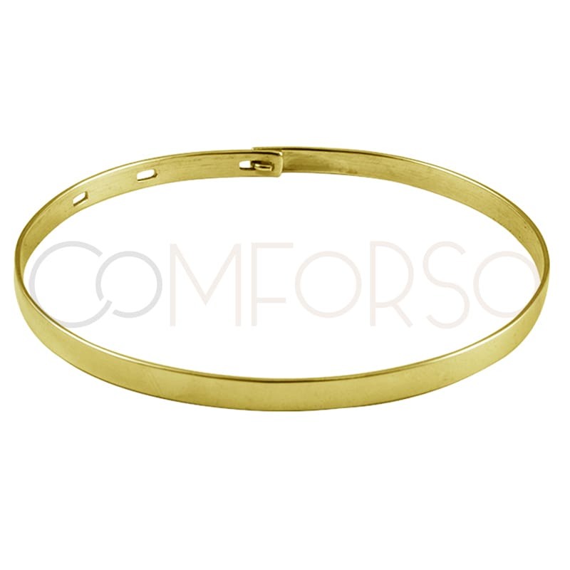 Pulsera lisa ovalada ajustable plata baño de oro