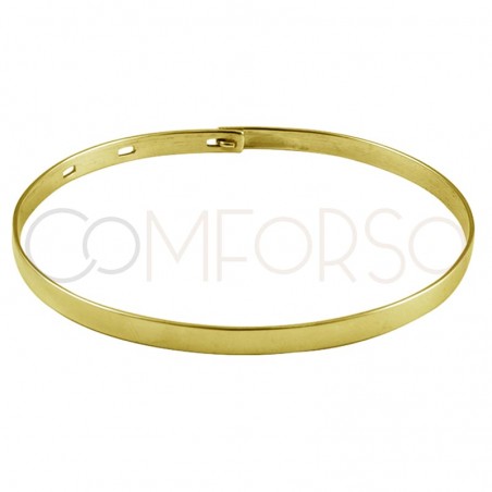 Pulsera lisa ovalada ajustable plata baño de oro