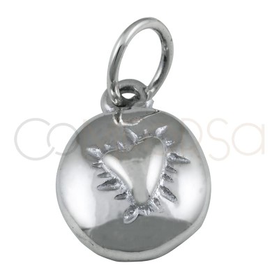 dije corazón alto relieve 8 mm plata baño de oro