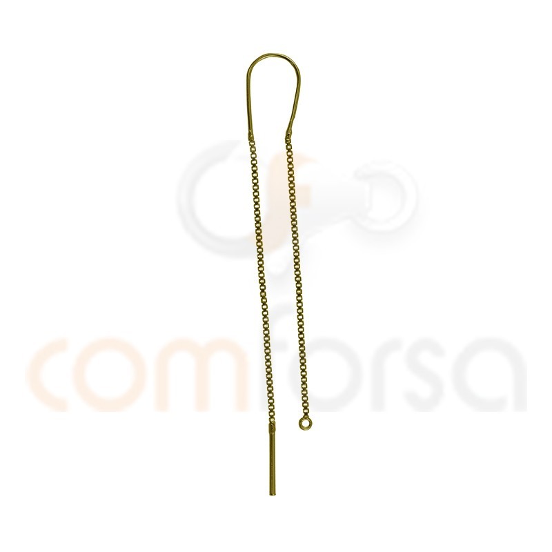 Sterling silver 925 Gold plated earring with chain 45 mm