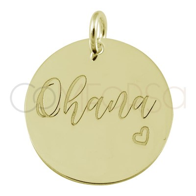 Sterling silver 925 gold-plated pendant "Ohana" 17mm