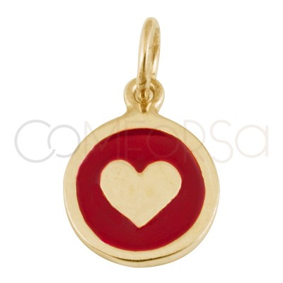 Sterling silver 925 gold-plated heart enamelled pendant 20mm