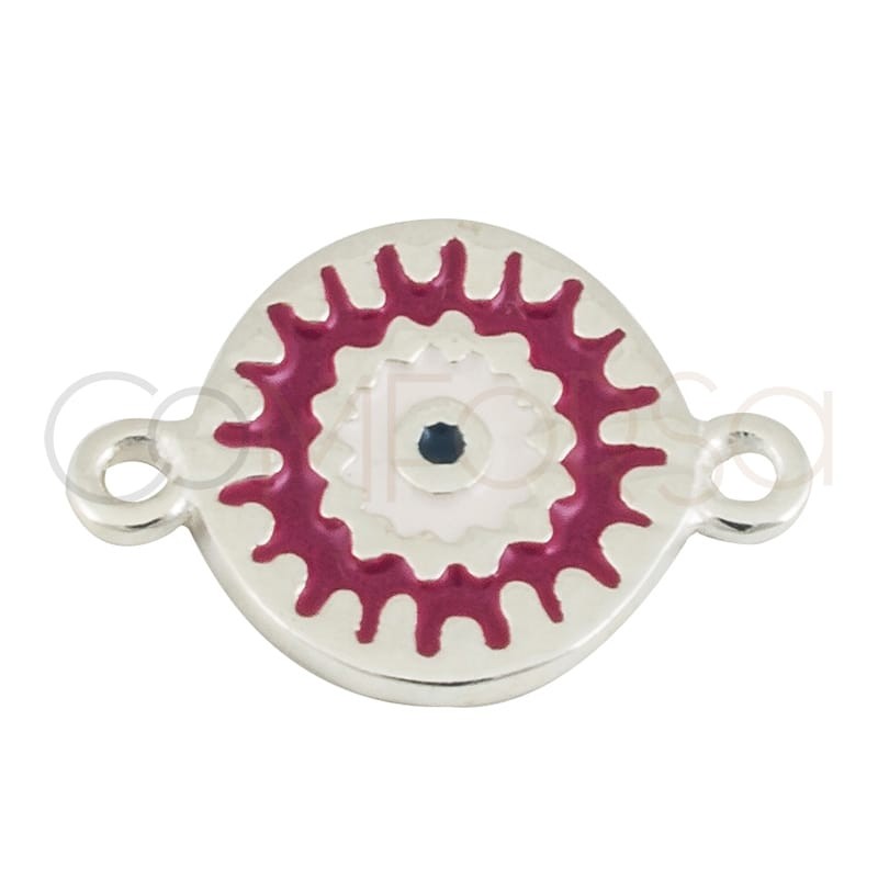 Entrepieza mandala fucsia 10 mm plata 925