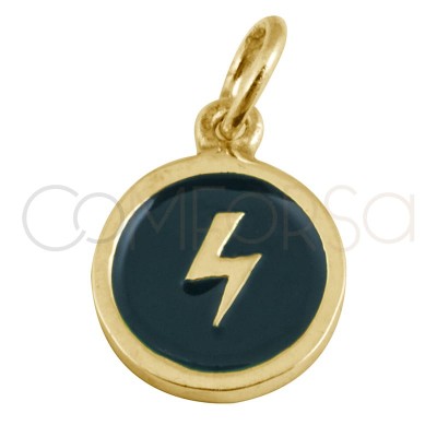 Sterling silver 925 gold-plated lightning bolt enamelled pendant 10mm