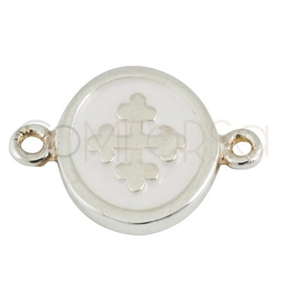 Sterling silver 925 enamelled cross connector 10 mm