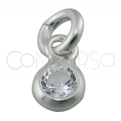 Dije zirconia 3 mm plata baño de oro