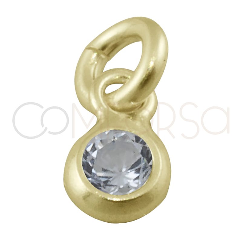 Colgante circonita 3 mm plata 925 chapada en oro