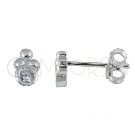 Aretes circonia 3 mm y bolitas 2 mm plata 925