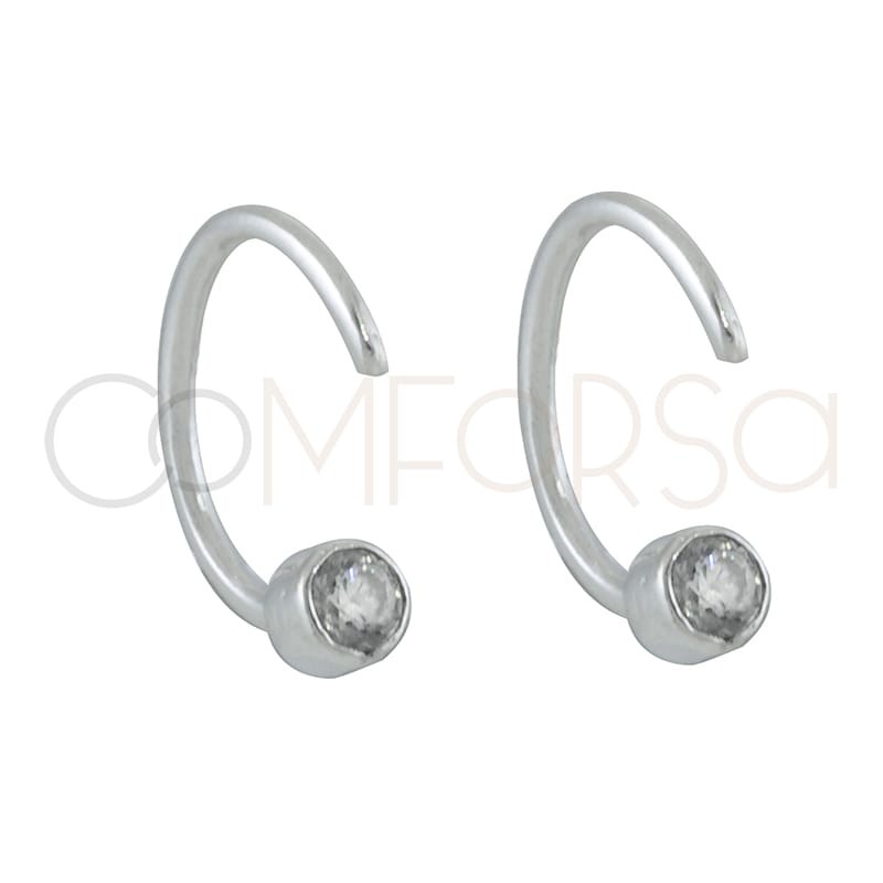 Pendientes media criolla con circonita 3.5mm plata 925