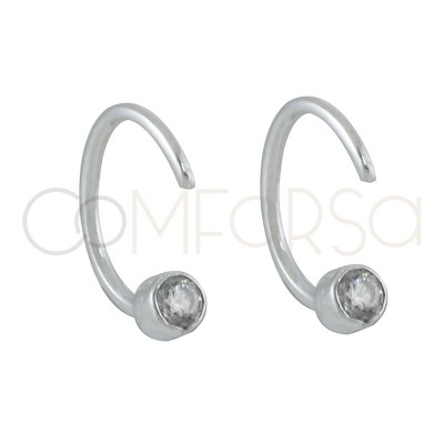 Aretes media Arracada con circonia plata baño de oro