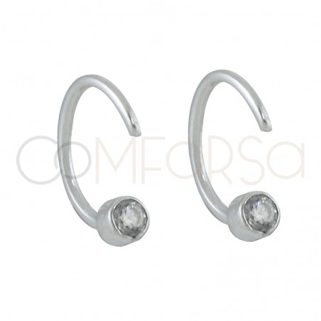 Sterling silver 925 gold-plated half-hoop earring with zirconia 3.5mm