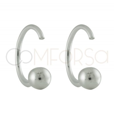 Sterling silver 925 piercing earring with ball 6mm