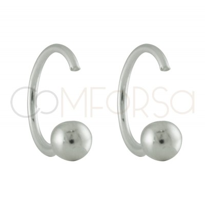 Pendientes piercing con bola 4 mm plata 925 chapada en oro