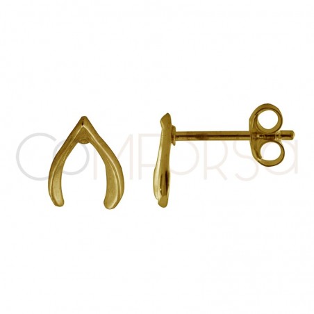 Sterling silver 925 gold-plated wishbone earrings 6 x 9 mm