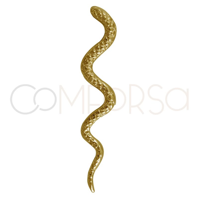 Dije serpiente pasada 30 mm plata baño de oro