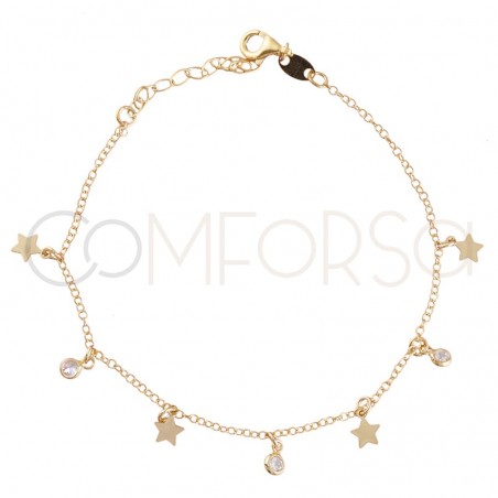 Sterling silver 925 bracelet with stars and zirconias 18+3cm