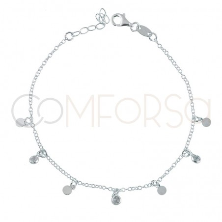 Pulsera chapas con circonitas 18+3 cm plata chapada en oro