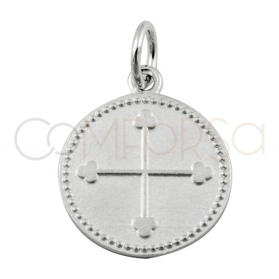 Sterling silver 925 matte cross with points 15mm