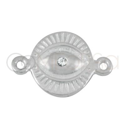 Conector ojo turco con circonia 8.5 mm plata baño de oro