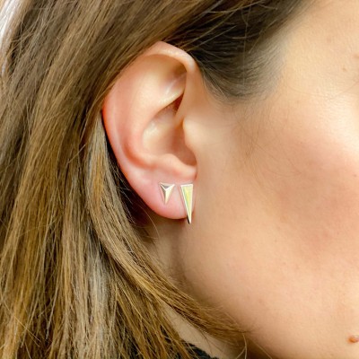 Sterling silver 925 flat triangle earrings 5 x 15mm