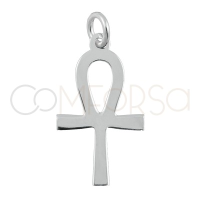 Colgante cruz de la vida 11x20 mm plata 925 chapada en oro