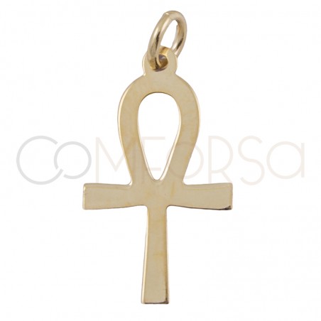 Sterling silver 925 gold-plated Key of Life pendant 11x 20 mm
