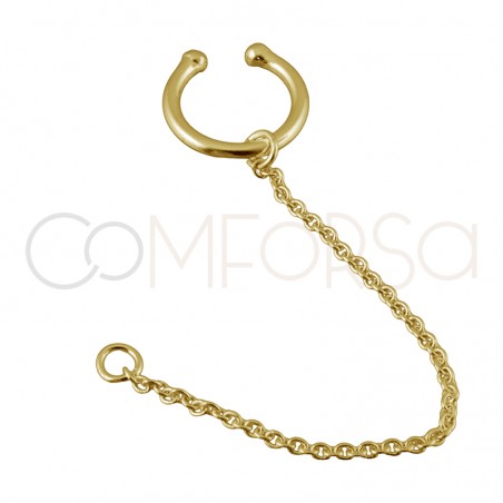 Sterling silver 925 gold-plated ear cuff with chain and jump ring 10mm